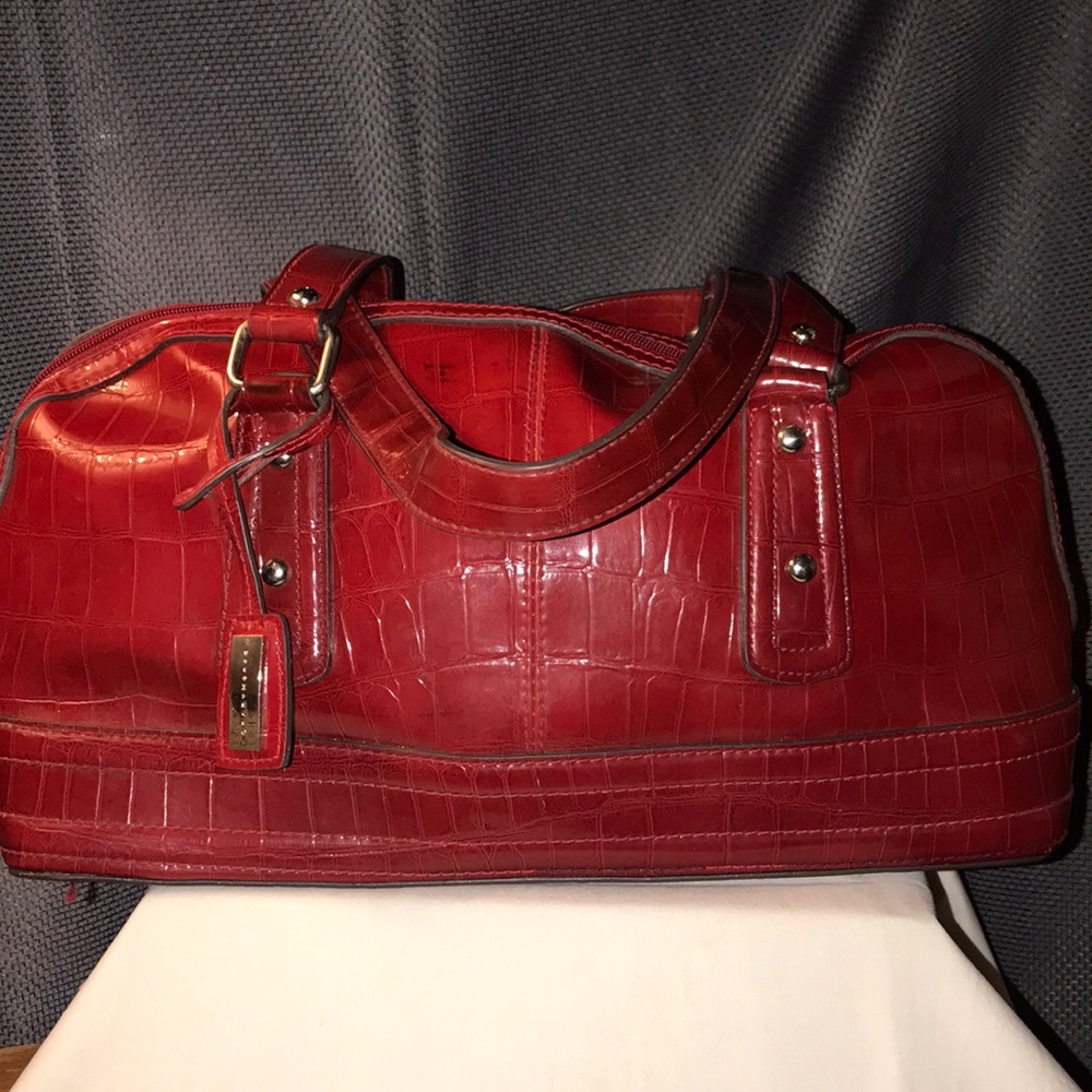 RED faux snake skin pocketbook!